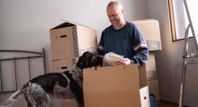 moving with dog, unpacking