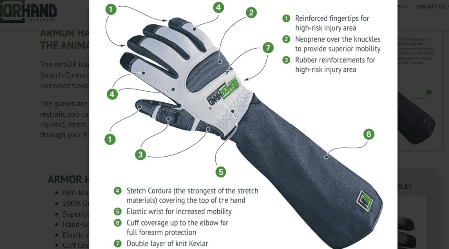 armor hand animal handling gloves features