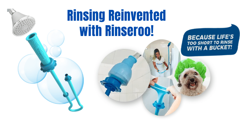 Rinseroo shower head attachment easily cleans and rinses your pets